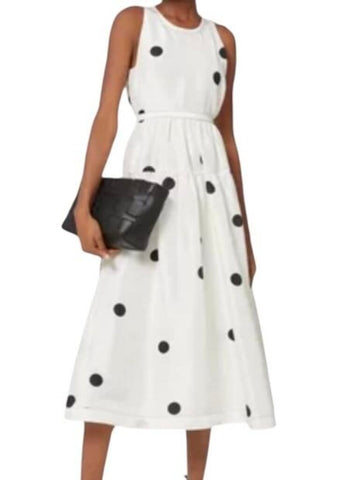 *3.1 Phillip Lim Silk Polka Dot Sleeveless Round Neck Full Skirt Midi Dress, Size 6