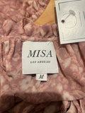 *MISA Los Angeles Lucinda Floral Long Sleeve Bell Cuff Ruffle Tie-Neck Tiered Maxi Dress, Size M