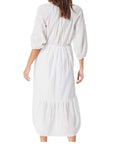 *XiRENA Vie Cotton Voile 3/4 Puff Sleeve Split Neck Flounce Hem Midi Dress, Size XS