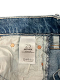 *Mother The Vagabond Stretch Denim 5 Pocket Button Fly Midi Pencil Skirt, Size 25 (0)
