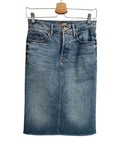 *Mother The Vagabond Stretch Denim 5 Pocket Button Fly Midi Pencil Skirt, Size 25 (0)