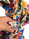 *MISA Belinda Linen Floral Flutter Sleeve Square Neck Tie Waist Open Back Mini Dress, Size XS