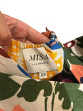 *MISA Belinda Linen Floral Flutter Sleeve Square Neck Tie Waist Open Back Mini Dress, Size XS