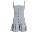 *NWT Cinq a Sept Mina Melange Cotton Tank Square Neck Button-Front Flounce Hem Mini Dress, Size 0