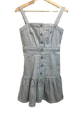 *NWT Cinq a Sept Mina Melange Cotton Tank Square Neck Button-Front Flounce Hem Mini Dress, Size 0