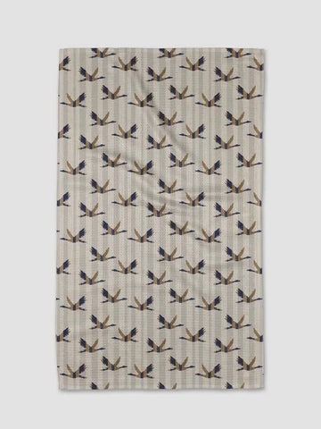 Geometry Striped Nautical Birds Tea Towel