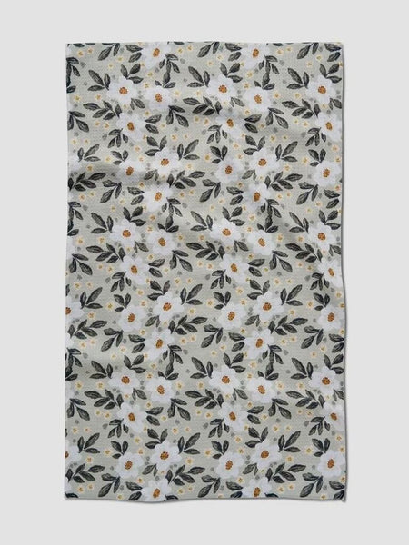 Geometry Painted Spring Flowers Tea Towel