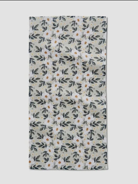 Geometry Painted Spring Flowers Bar Towel