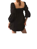 *Reformation Michaela Cotton Long Sleeve Square Neck Smocked Back Babydoll Mini Dress, Size 8