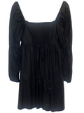 *Reformation Michaela Cotton Long Sleeve Square Neck Smocked Back Babydoll Mini Dress, Size 8