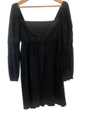 *Reformation Michaela Cotton Long Sleeve Square Neck Smocked Back Babydoll Mini Dress, Size 8