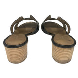 *Hermes Oasis Leather Iconic 'H' Cut-Out Stacked Block Heel Slide Sandals w/Box, Size 38