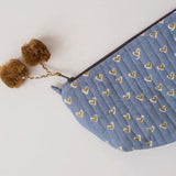 Graymarket Design Basti Sky Blue Block Print Makeup Pouch