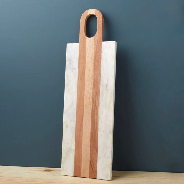 Be Home Moa White Marble & Wood Long Board