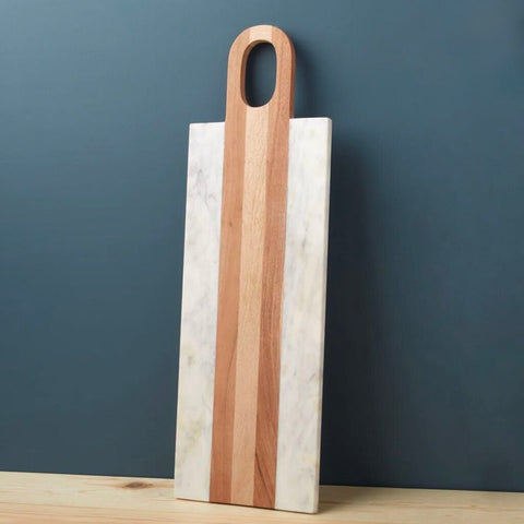 Be Home Moa White Marble & Wood Long Board
