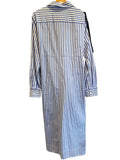 *Jil Sander Cotton Poplin Stripe Long Sleeve Collared Tie Waist A-Line Midi Shirt Dress, Size DK 34 = US 4
