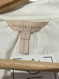 *Rebecca Taylor Stretch Cotton Poplin 3/4 Balloon Sleeve Split Neck Tie-Waist Mini Dress, Size S