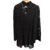 *We Are Kindred Luna Cotton Crochet Long Flare Sleeve Mock Neck Mini Shift Dress, Size 4