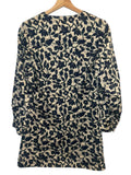 *Derek Lam 10 Crosby Stretch Cotton Floral Long Sleeve Split Neck Mini Shift Dress, Size 4