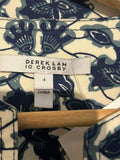 *Derek Lam 10 Crosby Stretch Cotton Floral Long Sleeve Split Neck Mini Shift Dress, Size 4