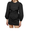 *GANNI Cotton Poplin Long Sleeve Crew Neck Cut-Out Tie Back Mini Dress, Size FR 40 = US 8