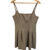 *Rebecca Taylor Linen Blend Check Plaid Cami Pleated Wide Leg Zip Back Romper, Size 4