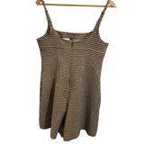 *Rebecca Taylor Linen Blend Check Plaid Cami Pleated Wide Leg Zip Back Romper, Size 4