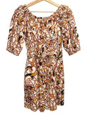 *A.L.C. Maya Cotton Floral Elbow Puff Sleeve Wide Neck Tie Waist Mini Dress, Size 2