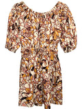 *A.L.C. Maya Cotton Floral Elbow Puff Sleeve Wide Neck Tie Waist Mini Dress, Size 2