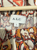 *A.L.C. Maya Cotton Floral Elbow Puff Sleeve Wide Neck Tie Waist Mini Dress, Size 2