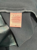 *A.L.C. Inez Satin Sleeveless Asymmetrical Ruched Draped Halter Midi Dress, Size 4
