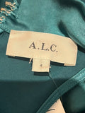 *A.L.C. Inez Satin Sleeveless Asymmetrical Ruched Draped Halter Midi Dress, Size 4
