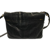 *Jerome Dreyfuss Albert Python Front Flap Dual Zipper Gussets Flap Front Messenger Crossbody Bag
