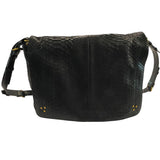 *Jerome Dreyfuss Albert Python Front Flap Dual Zipper Gussets Flap Front Messenger Crossbody Bag