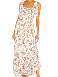 *Yumi Kim Trisha Chiffon Floral Tie-Shoulder Tank Smocked Ruffle Hem Maxi Dress, Size S