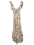 *Yumi Kim Trisha Chiffon Floral Tie-Shoulder Tank Smocked Ruffle Hem Maxi Dress, Size S