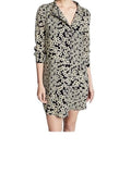 ^Equipment Freda Silk Floral Long Banded Collar Popover Mini Shirt Dress, Size M