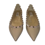 *Valentino Garavani Rockstud Patent Leather Pointed Toe Ballet Flats, Size 41