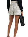 *IRO Paris Ofali Cotton Tweed High-Rise Pleated Tailored Shorts, Size FR 38=US 6