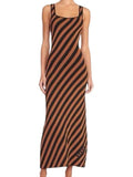 *Staud Katie Knit Diagonal Stripe Tank Square Neck Bodycon Maxi Dress, Size M