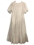 *NWT Mother Cotton Eyelet Short Puffy Sleeve V-Neck Tiered Maxi Dress, Size M