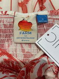 *Farm Rio by Anthropologie Odessa Tile Print Short Sleeve Deep V-Neck Knot Front Maxi Dress, Size S