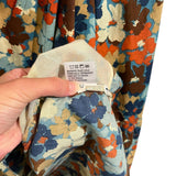 *Olivia James Emory Cotton Fleur Multi Long Balloon Sleeve Banded Collar Button-Up Shirt Top, Size L