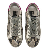 *Golden Goose Superstar Snake Leather Pink Heel Cap Suede Star Low-Top Sneakers, Size 37