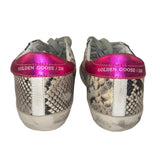 *Golden Goose Superstar Snake Leather Pink Heel Cap Suede Star Low-Top Sneakers, Size 37