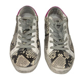 *Golden Goose Superstar Snake Leather Pink Heel Cap Suede Star Low-Top Sneakers, Size 37