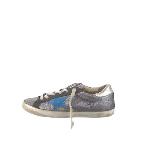 *Golden Goose Superstar Glitter Leather Star & Toe Hidden Lift Platform Sneakers, Size 37