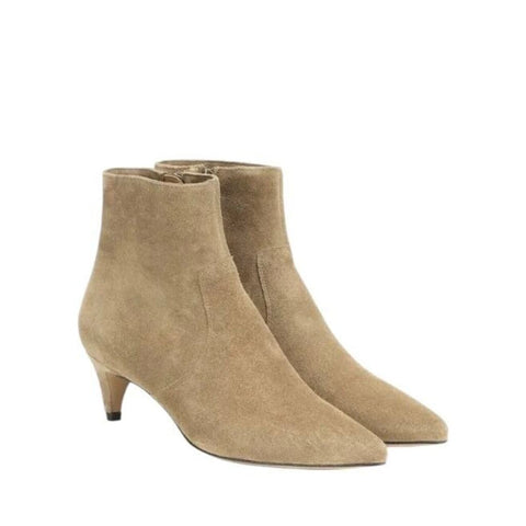 ^Isabel Marant Durst Suede Pointed Toe Side Zip Kitten Heel Ankle Boots, Size 39