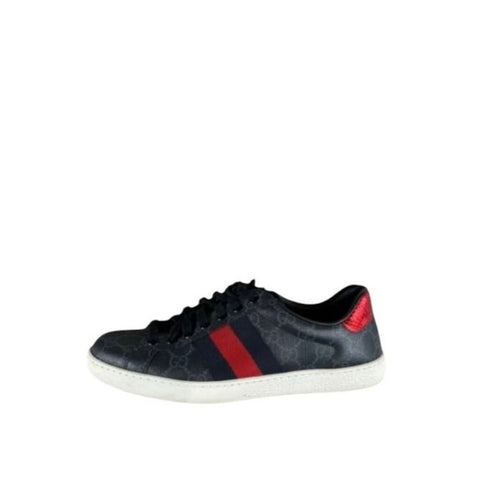 *Gucci Ace Supreme GG Canvas & Leather Trim Lace-Up Low-Top Sneakers w/Box, Size 7.5