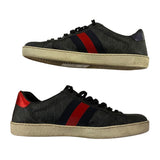 *Gucci Ace Supreme GG Canvas & Leather Trim Lace-Up Low-Top Sneakers w/Box, Size 7.5